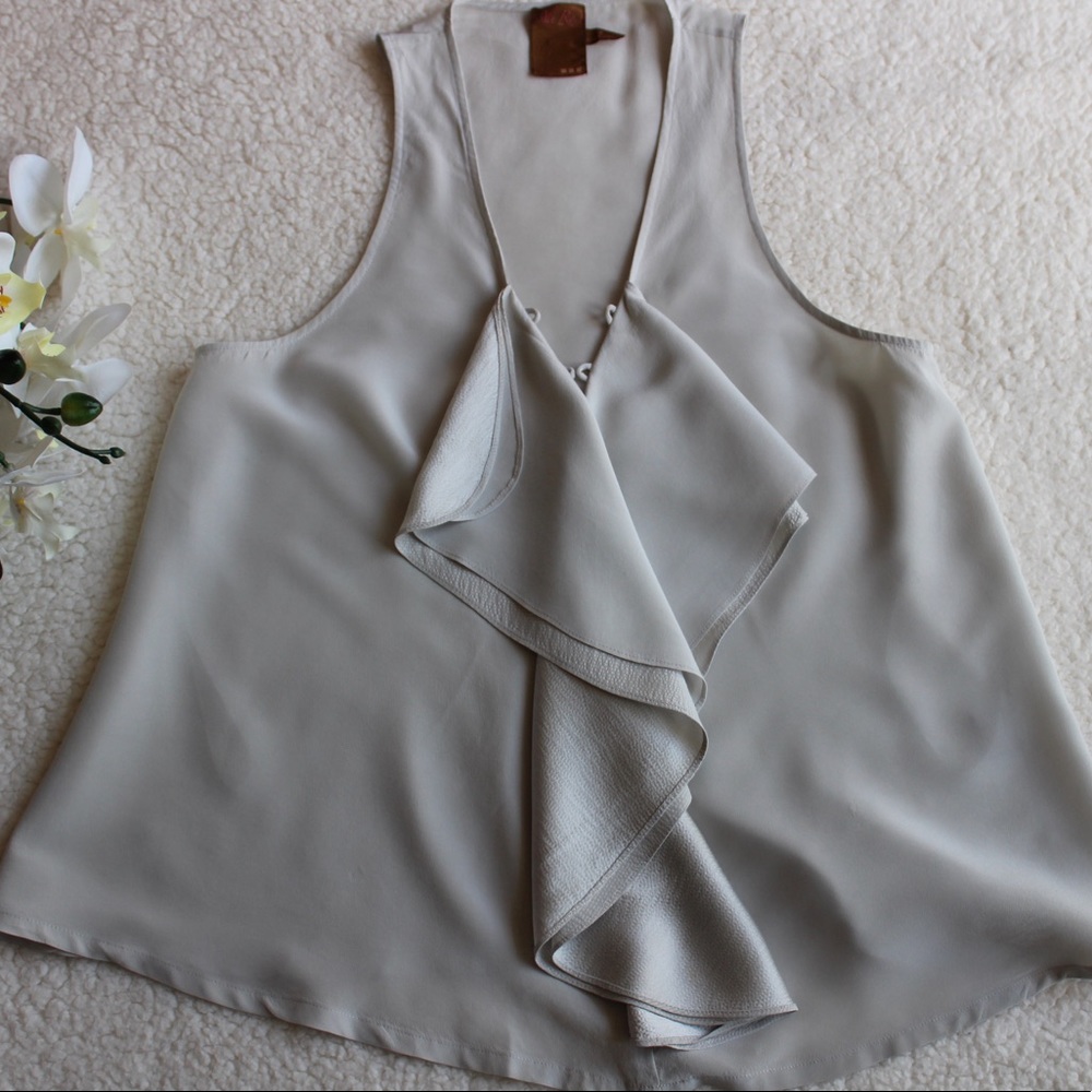Ali Ro 100% Silk Sleeveless Gray Blouse Size 4